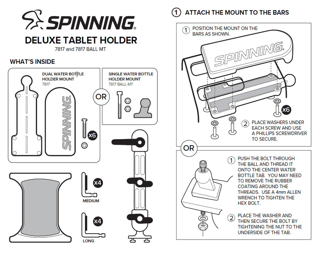 Spinning® Deluxe Media Mount- compatible with DUAL water bottle holder - Athleticum Fitness