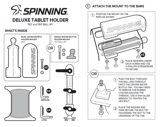 Spinning® Deluxe Media Mount - Compatible with SINGLE Water Bottle Holder - Athleticum Fitness